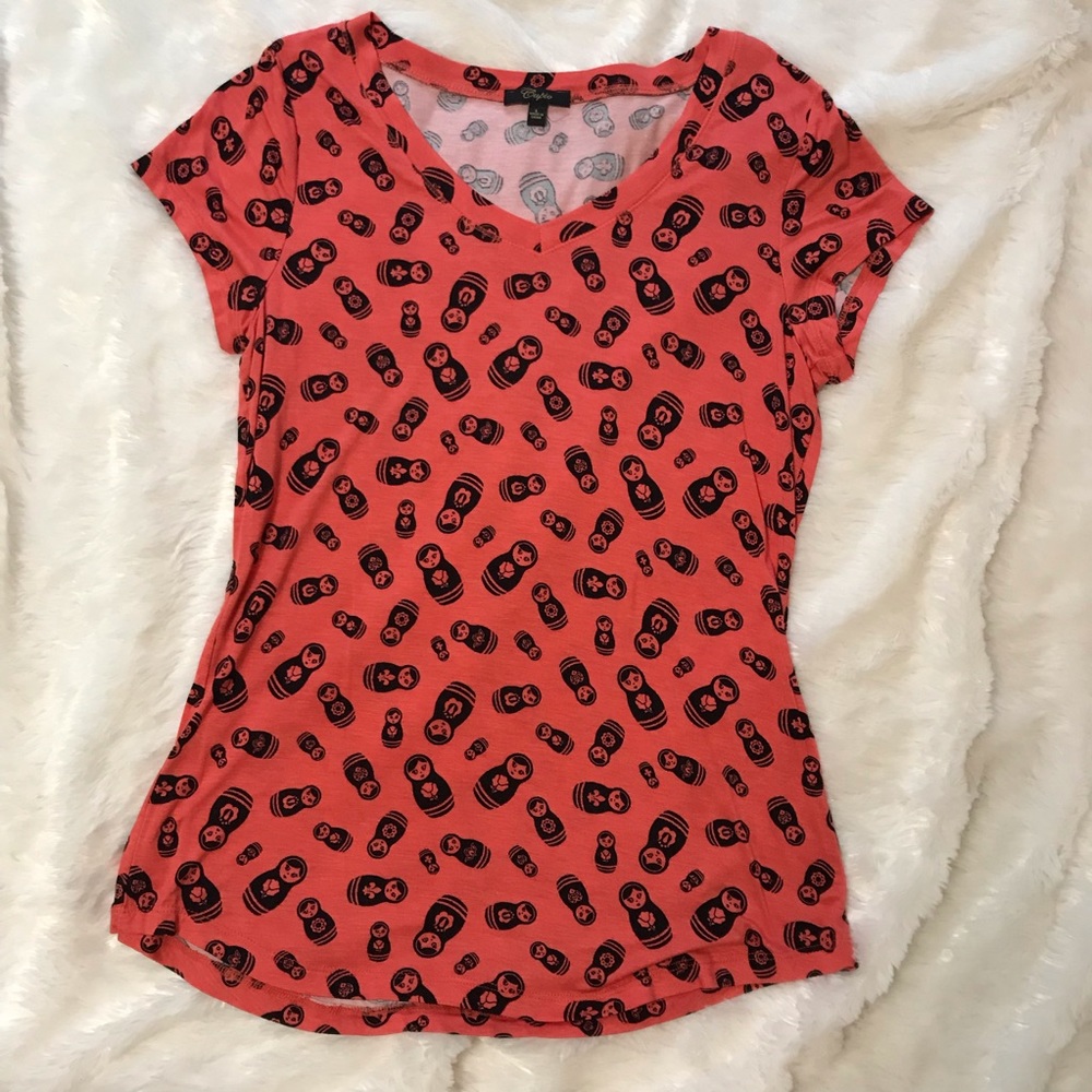 Coral nesting doll tee